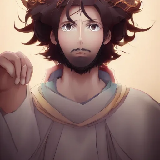 Image similar to portrait of saint luke, anime fantasy illustration by tomoyuki yamasaki, kyoto studio, madhouse, ufotable, trending on artstation