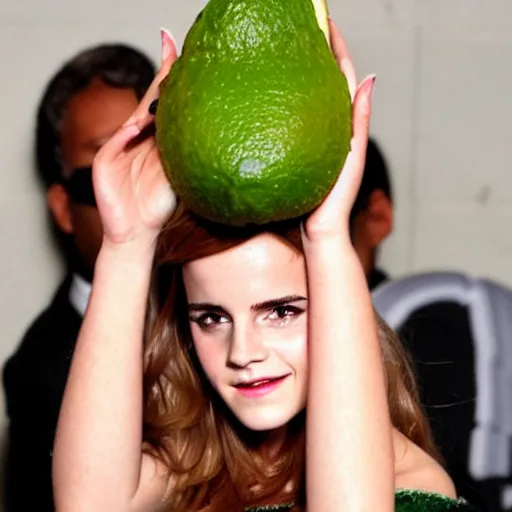 Image similar to emma watson as an avocado chair