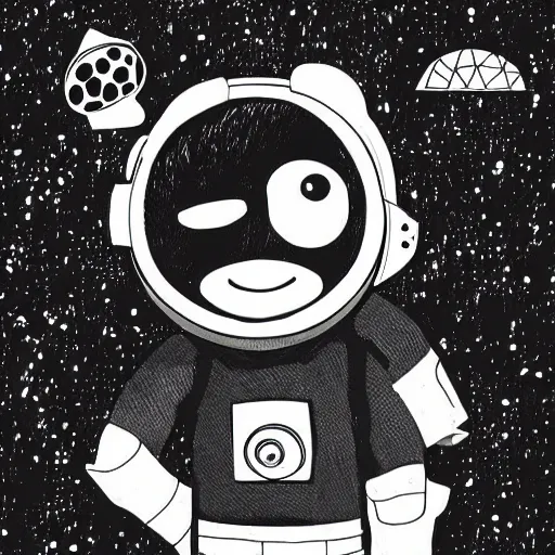 Prompt: monkey astronaut illustration,