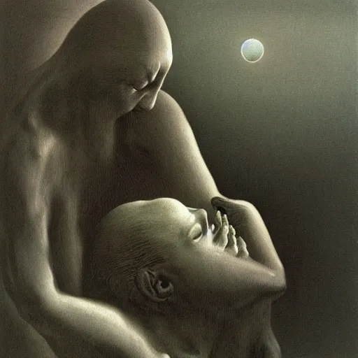 Prompt: birth, painted by zdzisław beksinski