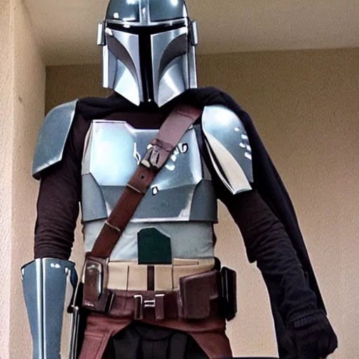 Prompt: Levi Ackerman wearing a Mandalorian chest plate