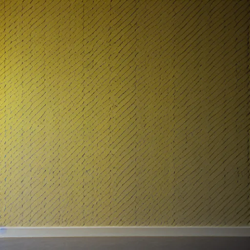 Image similar to empty yellow rooms with yellow fluorescent lights, monotonous wallpaper