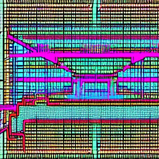 Image similar to modular synthesizer electronic music organicly sketched in a future retro style of minimal graphic design of the 1960’s educational system schematic of sound waves but as a cyberpunk pop art with neons