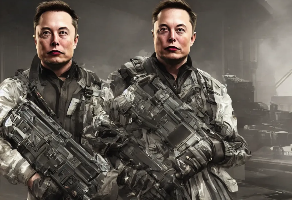 Image similar to elon musk in call of duty, elon musk in the video game call of duty, gameplay screenshot, close up, 3 d rendering. unreal engine. amazing likeness. very detailed.