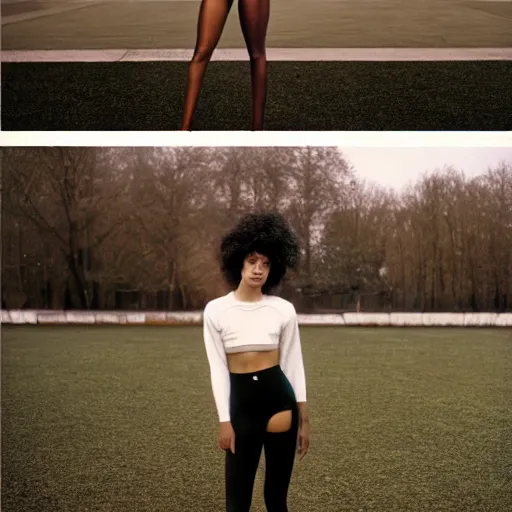 Prompt: realistic! photoshoot for a new nike lookbook, color film photography, portrait of a beautiful woman, in style of alasdair mclellan, 35mm