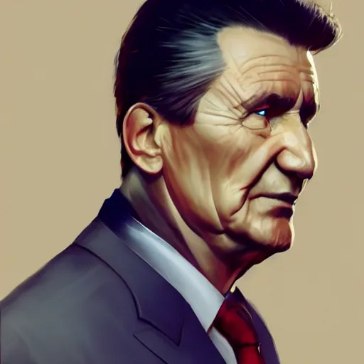 Image similar to Nicolae ceausescu , made by Stanley Artgerm Lau, WLOP, Rossdraws, ArtStation, CGSociety, concept art, cgsociety, octane render, trending on artstation, artstationHD, artstationHQ, unreal engine, 4k, 8k,