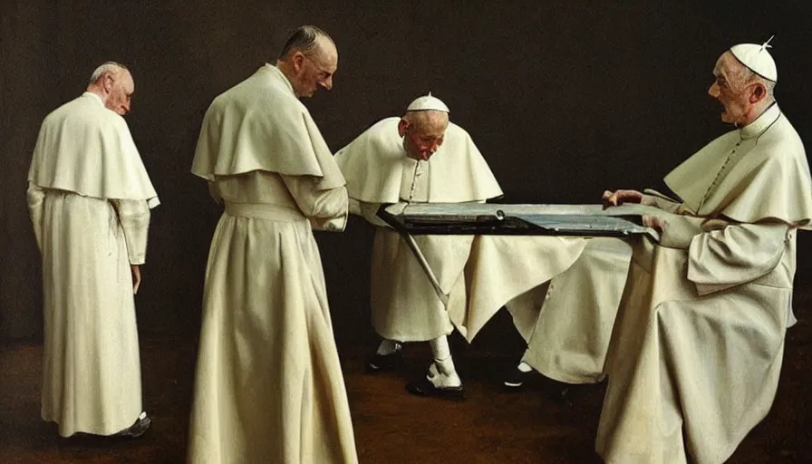 Prompt: painting by borremans, pope innocent x, detailed, stunning