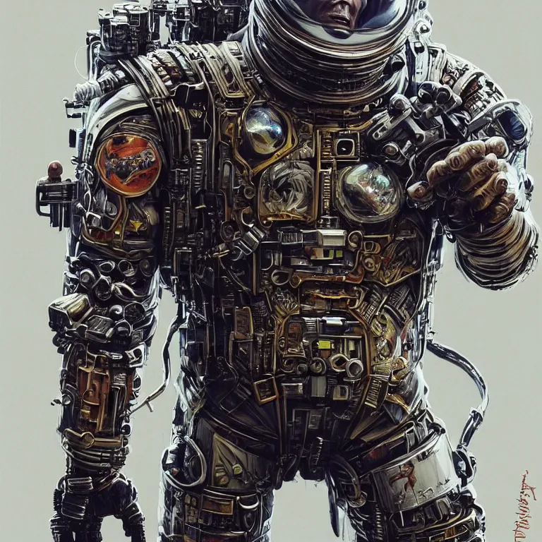Image similar to a portrait of a muscular anthropomorphic cyberpunk orangutang in spacesuit armor with ensignia on chest plate by sandra chevrier, by jon foster, detailed render, pistol in holster, extremely hyperdetailed, tape deck, epic composition, cybernetics, 4 k realistic, cryengine, realistic shaded lighting, sharp focus, masterpiece, by enki bilal