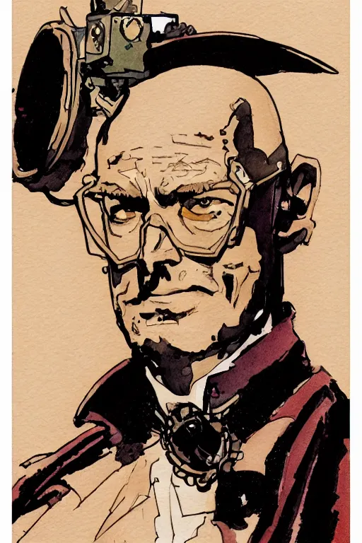 Prompt: zoomed out portrait of a duke, stylized illustration by mike mignola and moebius, watercolor gouache detailed paintings, dieselpunk, artstation