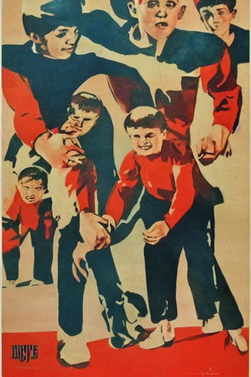 Image similar to the boys, 1 9 6 0 s soviet poster