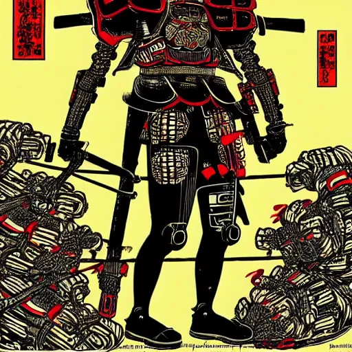 Image similar to cybernetic samurai by Yuko Shimizu