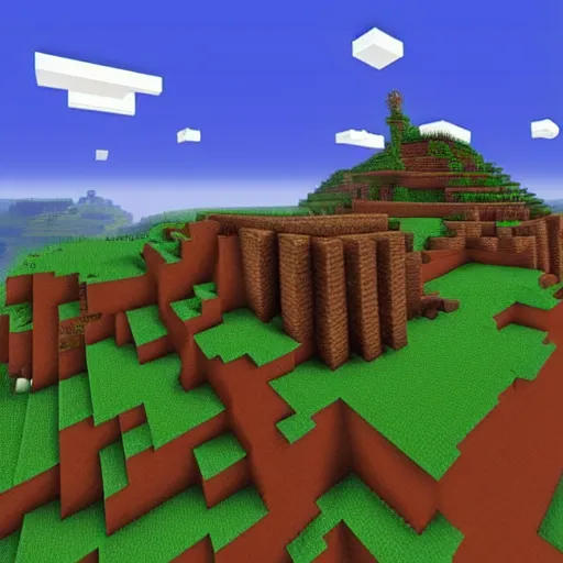 Prompt: an epic minecraft world, but for real,