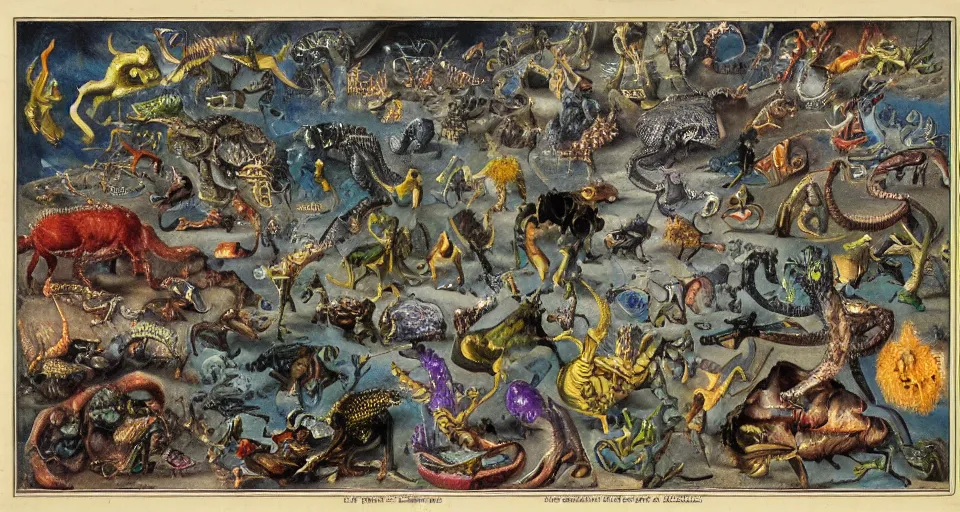 Image similar to bizarre bestiary of microcosmic creatures