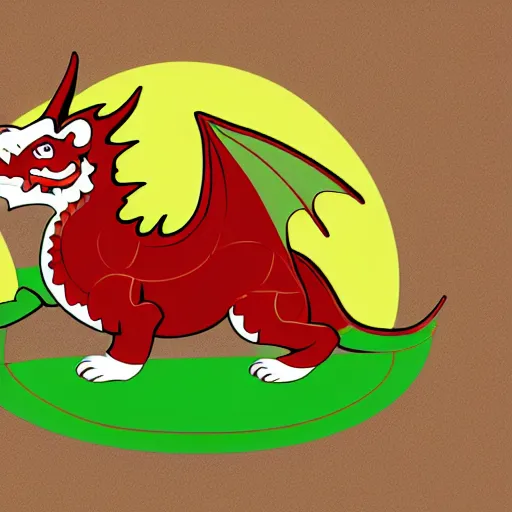 Image similar to vector art of welsh dragon and cute panda mixed, intercrossed, chimera, welsh flag, adobe illustrator