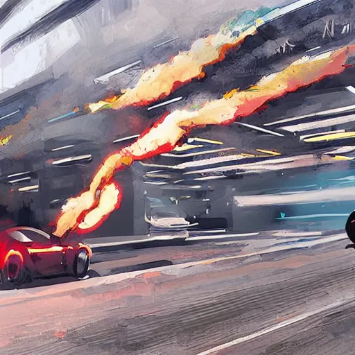 Image similar to burnout in dubai, Artstation