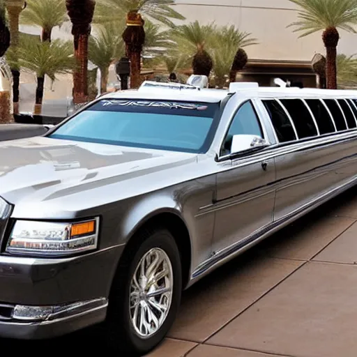 Prompt: limousine rolling up to ceasers las vegas