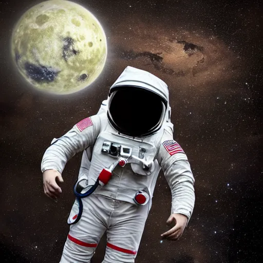 Image similar to realistic photo zombie astronaut floating textLuke