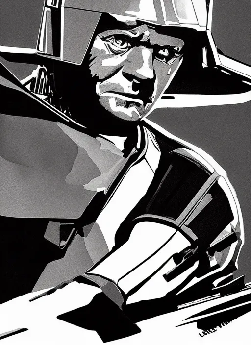 Image similar to Anthony Hopkins as Luke Skywalker illustration by Syd Mead