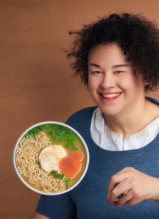 Image similar to teacher with ramen for hair, 4 k, 8 k, portrait