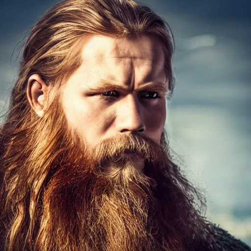 Prompt: hyperrealistic photograph of a brown-haired viking, 8k, profile picture, cinematic, high contrast, epic real fantasy, stoic facial expression, looking at the camera