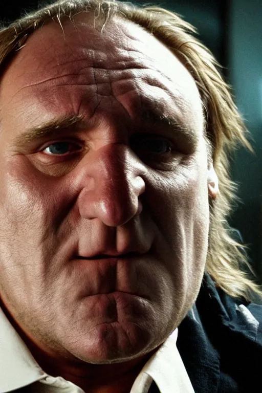 Image similar to [a still of Gerard Depardieu in the movie Splice (2007), 4k, HD, high quality, octane]