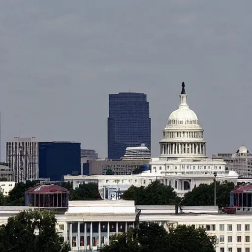 Image similar to dystopian futuristic totalitarian washington dc