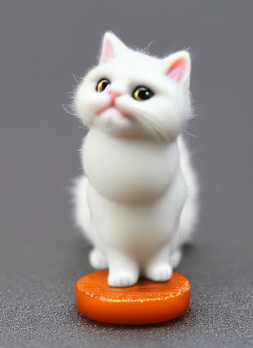 Image similar to 80mm resin detailed miniature of fluffy cute cat, Product Introduction Photos, 4K, Full body, simple background