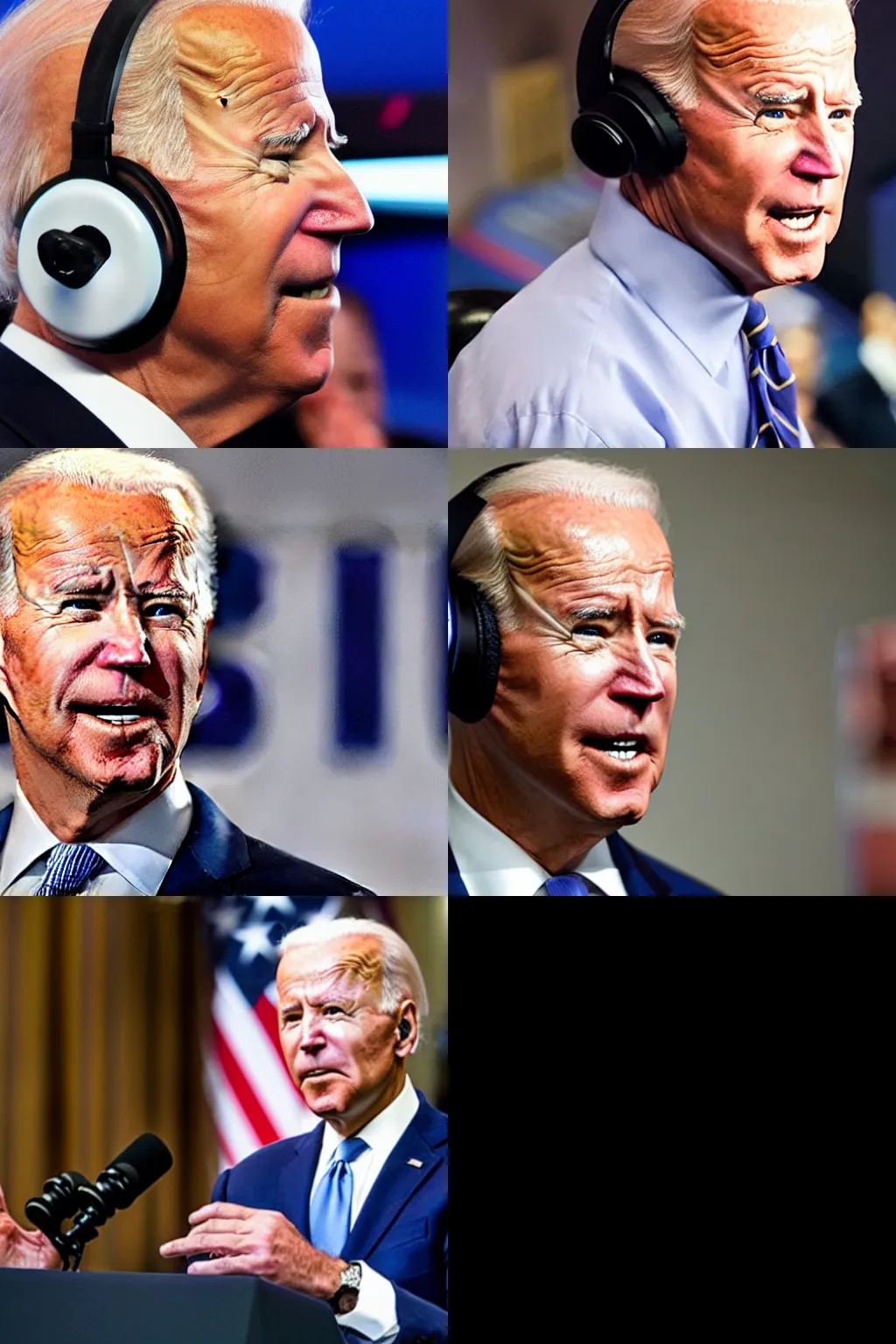 Image similar to joe biden wearing a gaming headset