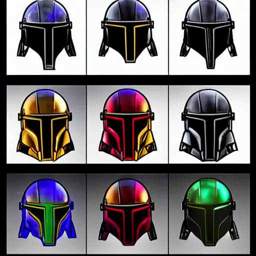 Image similar to Rejected the mandalorian helmet designs, product lighting