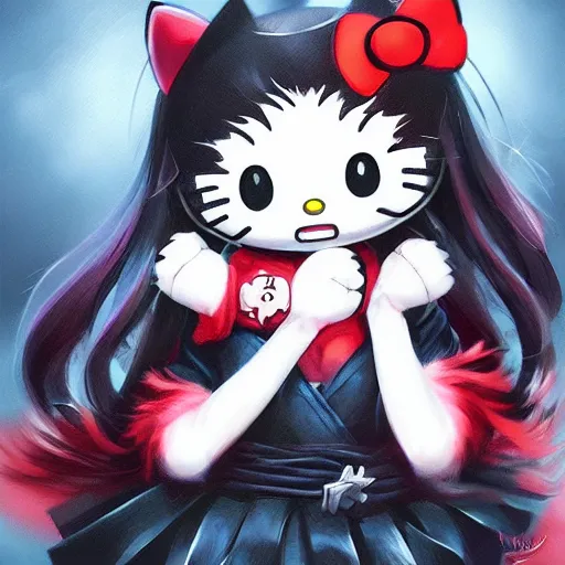 Prompt: Kuromi from Hello Kitty by Stanley Artgerm Lau, WLOP, Rossdraws, James Jean, Andrei Riabovitchev, Marc Simonetti, Yoshitaka Amano, ArtStation, CGSociety,