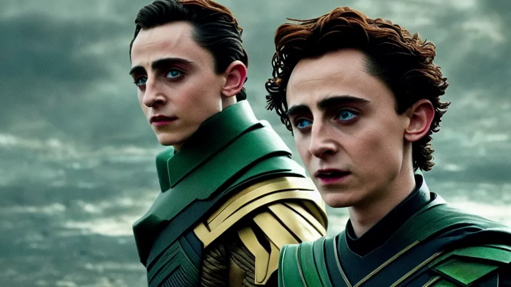 Image similar to timothée chalamet as loki in dune, cinematic