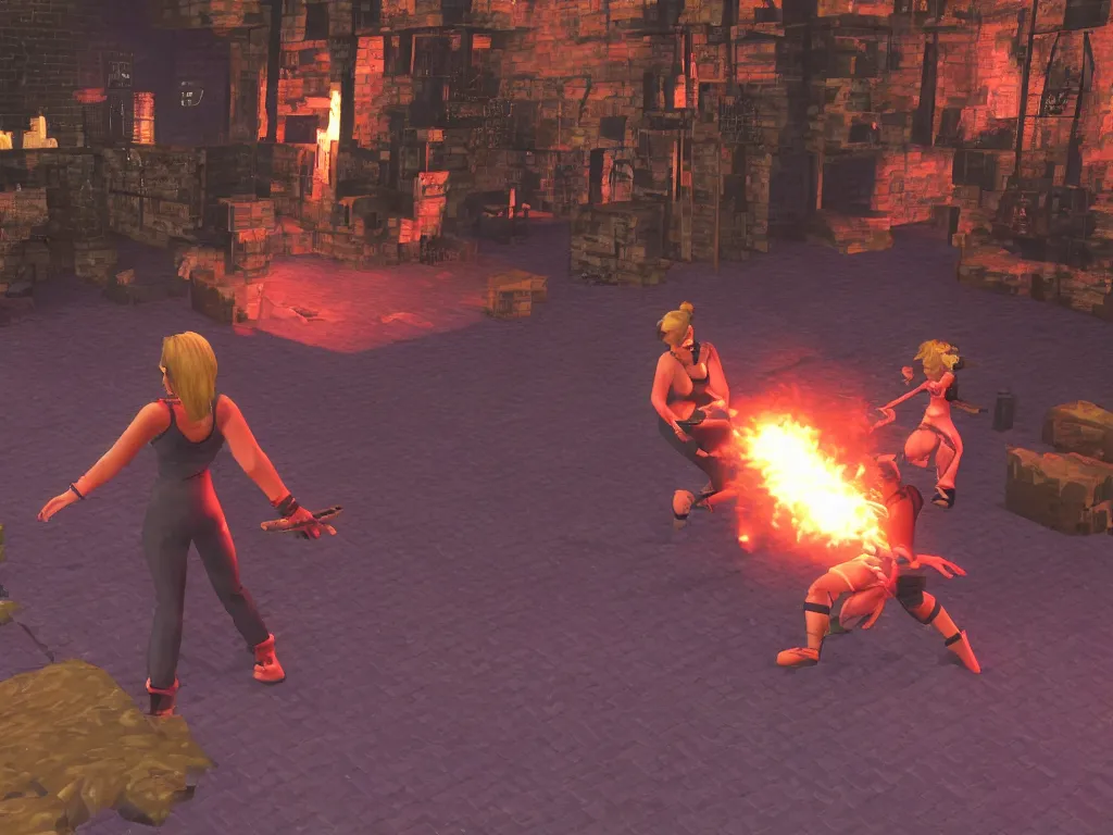 Prompt: Mandy 2018 as a third person PS1 game