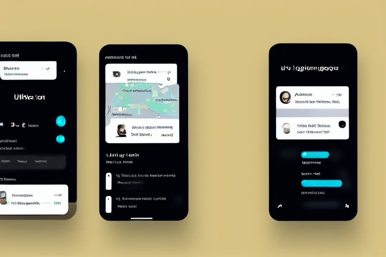 Image similar to High Quality, photorealistic UI/UX design Screens of Uber, in the style of Figma Designs