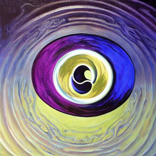 Prompt: a fractal yin yang symbol surrealist painting