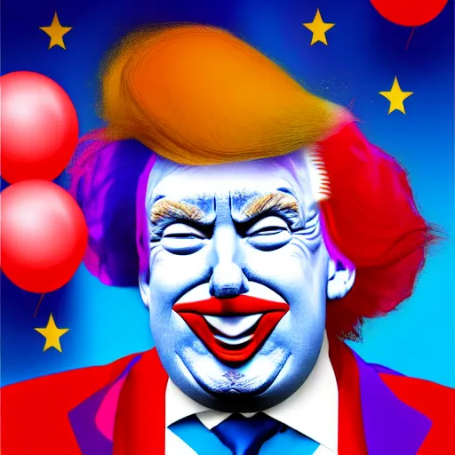 Image similar to donald trump as clown on the day of childbirth, highly detailed, digital art, 4 k