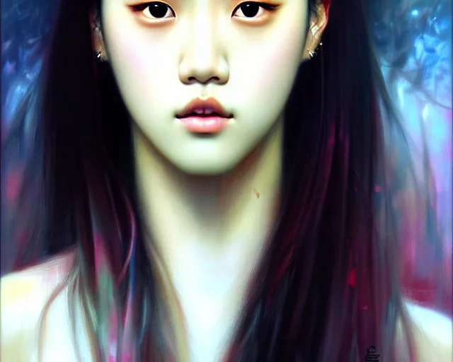 Image similar to jisoo from blackpink, portrait, highly detailed, deep focus, elegant, digital painting, smooth, sharp focus, illustration, ultra realistic, 8 k, art by karol bak and agnes cecile