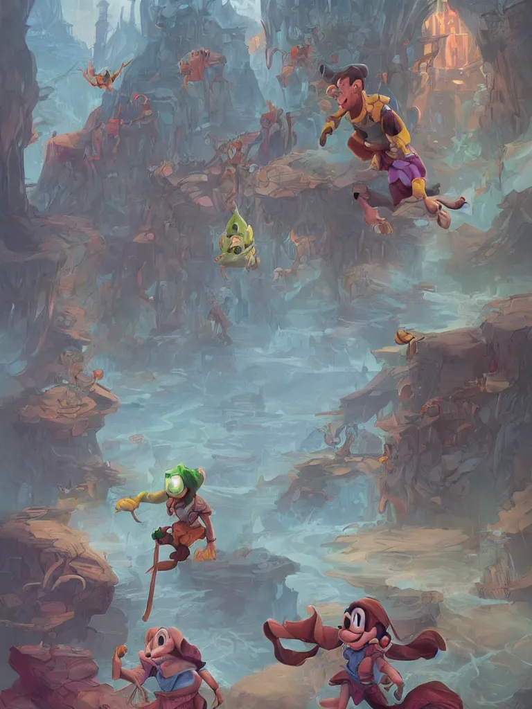 Image similar to running away by disney concept artists, blunt borders