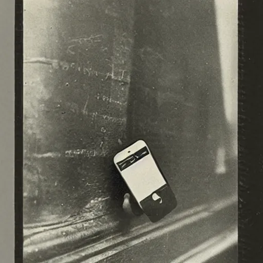 Prompt: an early 1900s photo of an iphone