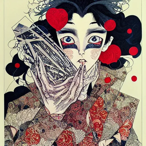 Prompt: prompt: Portrait painted in Cubist style drawn by Vania Zouravliov and Takato Yamamoto, inspired by Fables, intricate acrylic gouache painting, high detail, sharp high detail, manga and anime 2000