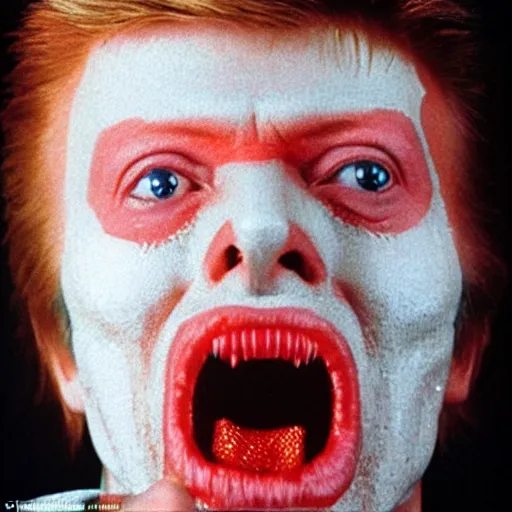 Prompt: david bowie fitting as many marshmallows into his mouth as he can