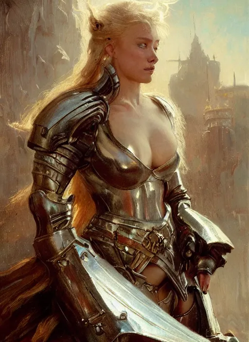 Prompt: short muscular blonde woman wearing medieval armour, detailed by gaston bussiere, bayard wu, greg rutkowski, giger, maxim verehin, greg rutkowski, masterpiece, sharp focus, cinematic lightning