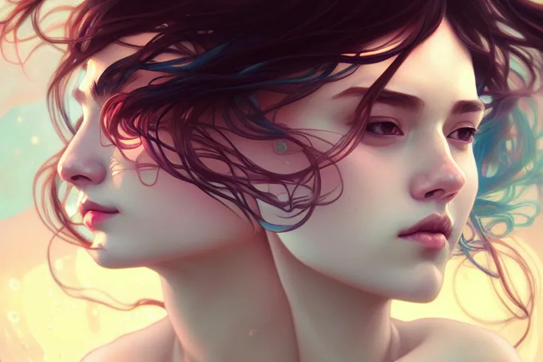 Image similar to beautiful underwater portrait, highly detailed, digital painting, artstation, sharp focus, illustration, art by tan zi and ayanamikodon and alphonse mucha and wlop