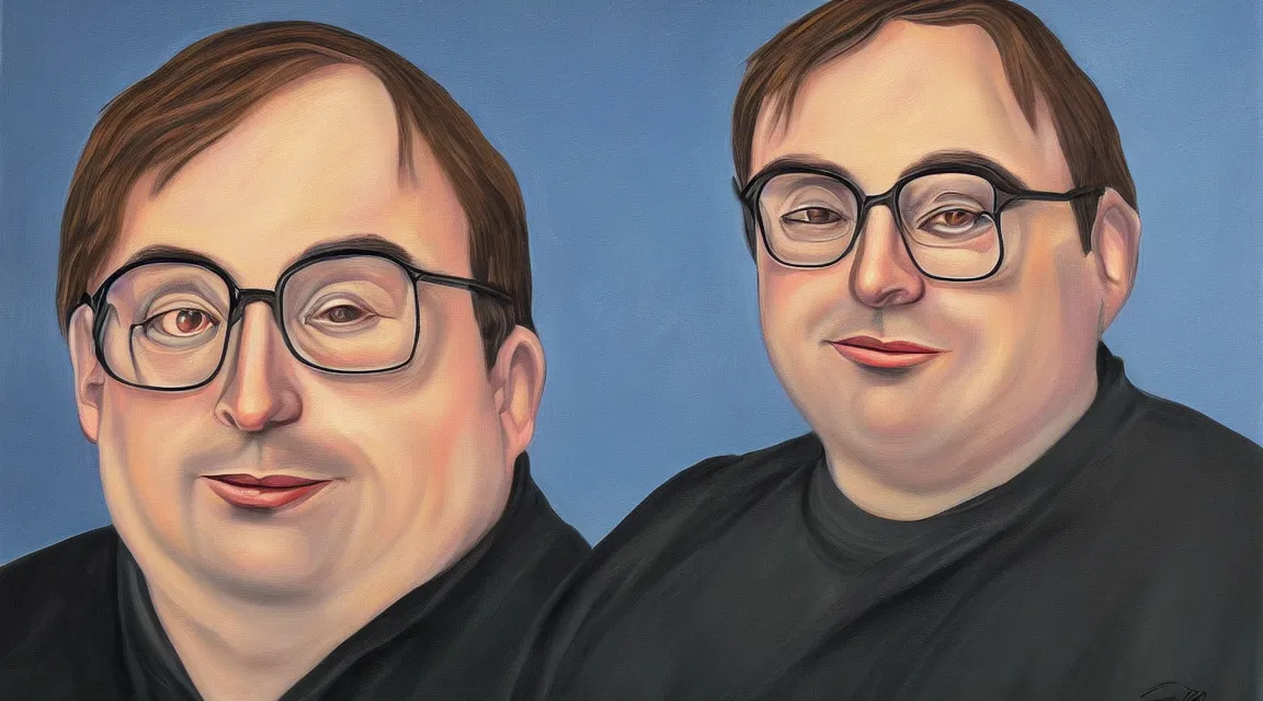 Image similar to portrait of Linus Torvalds painted by fernando botero