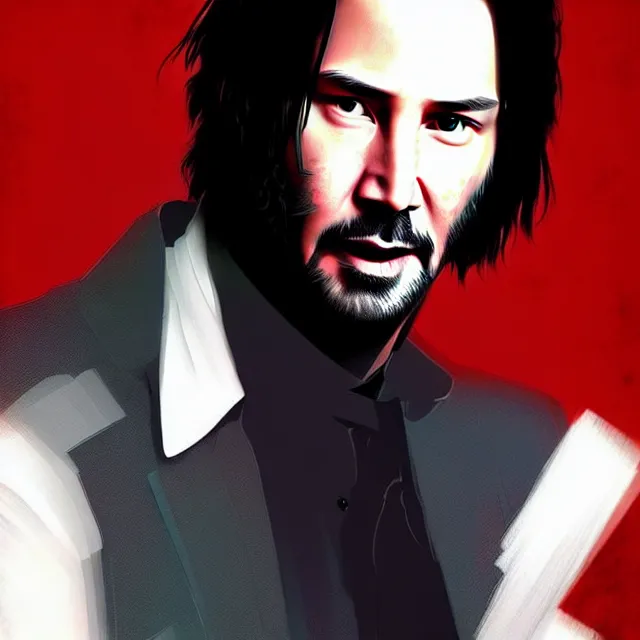 Prompt: epic professional digital art of keanu reeves, best on artstation, cgsociety, wlop, cosmic, epic, stunning, gorgeous, much detail, much wow, masterpiece