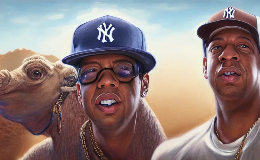 portrait of jay - z OpenArt a yankee Stable | wearing baseball | Diffusion hat