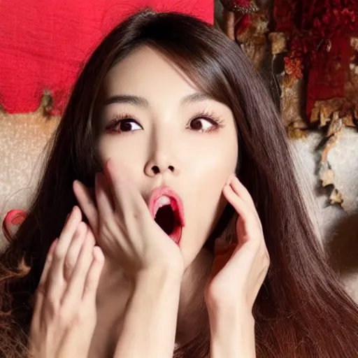 Prompt: angelababy eating a poly-poop