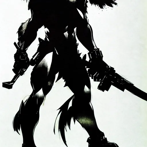 Prompt: an anthro wolf, Yoji Shinkawa