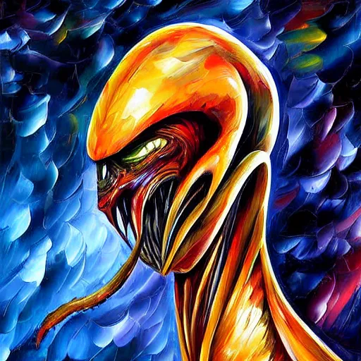 Prompt: digital painting of a Predator alien by Leonid Afremov