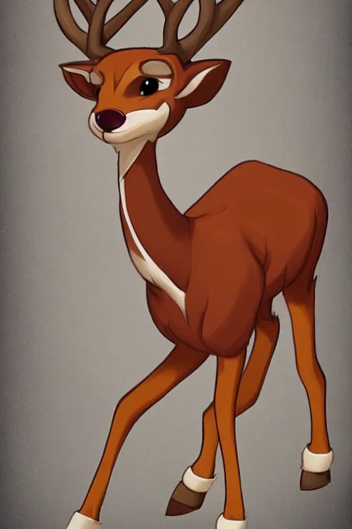 Prompt: an anthropomorphic deer, fursona!!! by don bluth, by kawacy, trending on artstation, full body