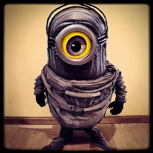 Image similar to “minion from despicable me in the style of h.r. giger”